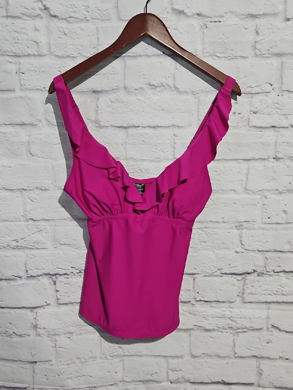 DKNY Women's Ruffle V-Neck Swim Camisole in Fuschia